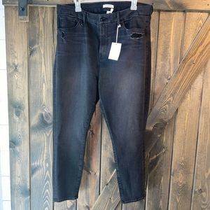 Good American Good Waist Crop Jeans, Black, Size 16, EUC